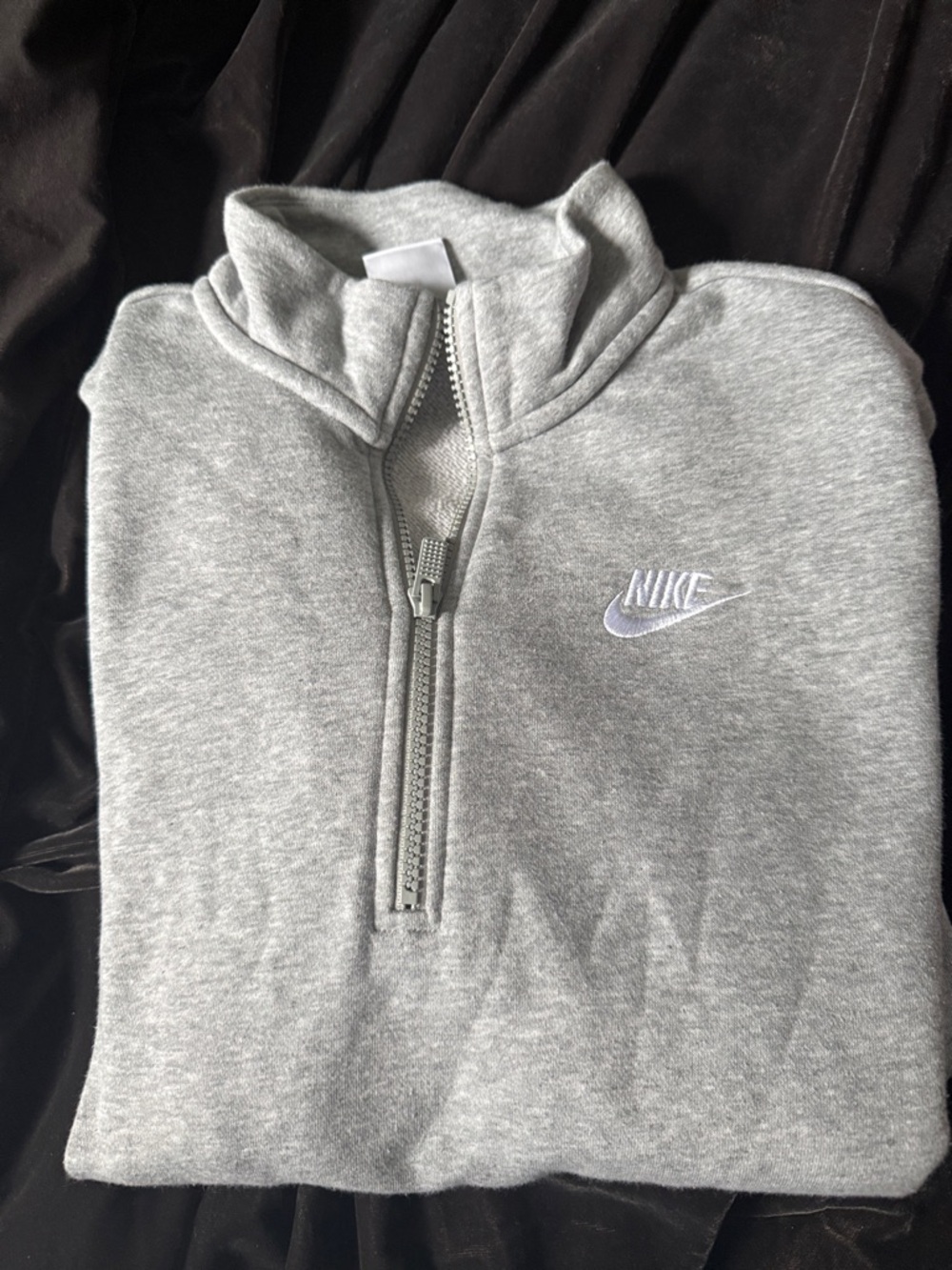 Nike Light Gray Half-Zip Pullover with Embroidered Swoosh
